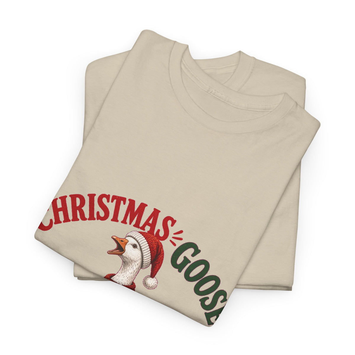 Christmas Goose Crew Heavy Cotton Tee Festive Holiday Shirt