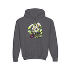 Neon Goth Bunny Kids Hoodie in Dark Heather