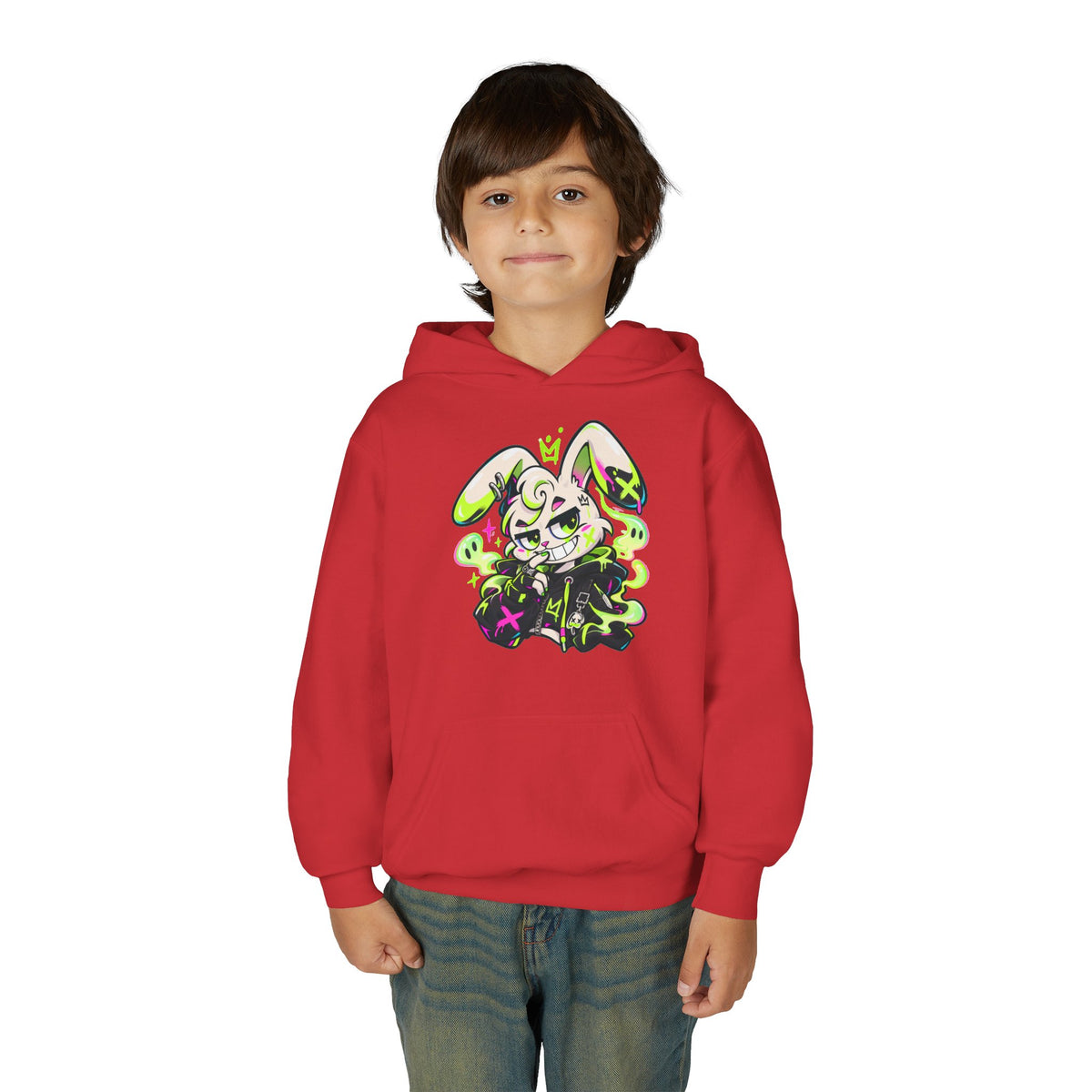 Neon Goth Bunny Kids Hoodie