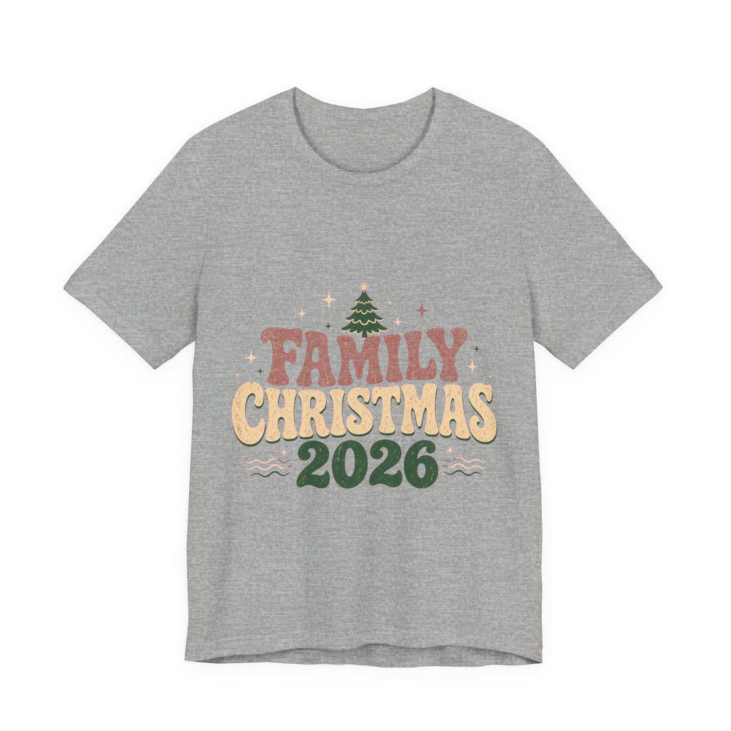 Retro Family Christmas 2026 Premium Jersey Tee in Athletic Heather