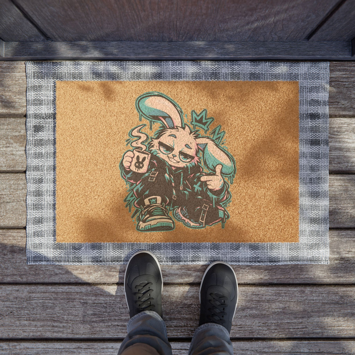 Graffiti Rabbit Coffee Doormat
