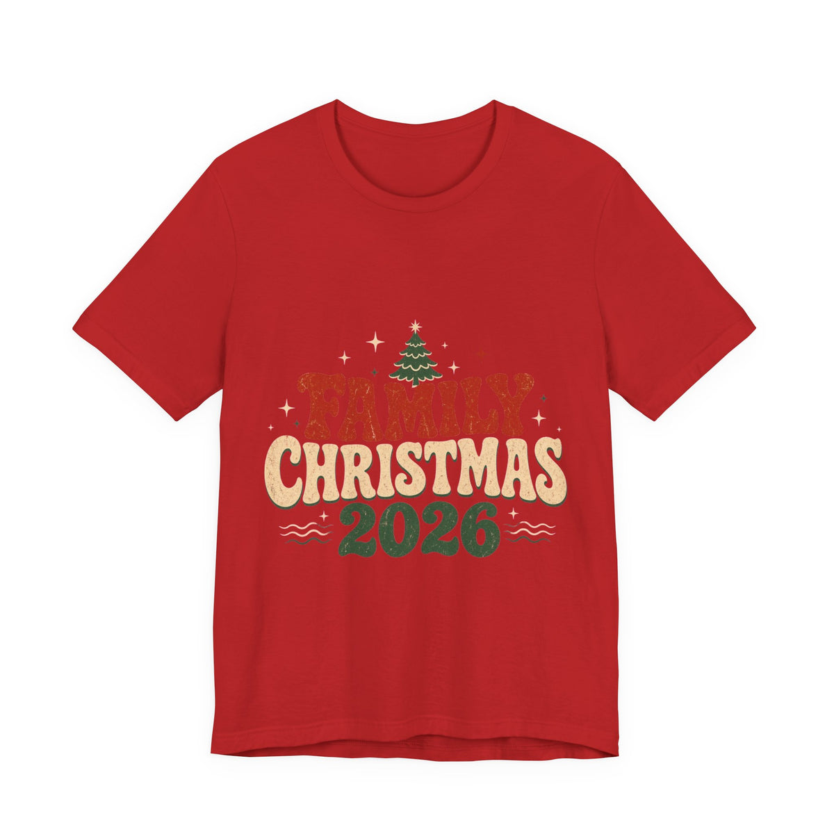 Retro Family Christmas 2026 Premium Jersey Tee in Red
