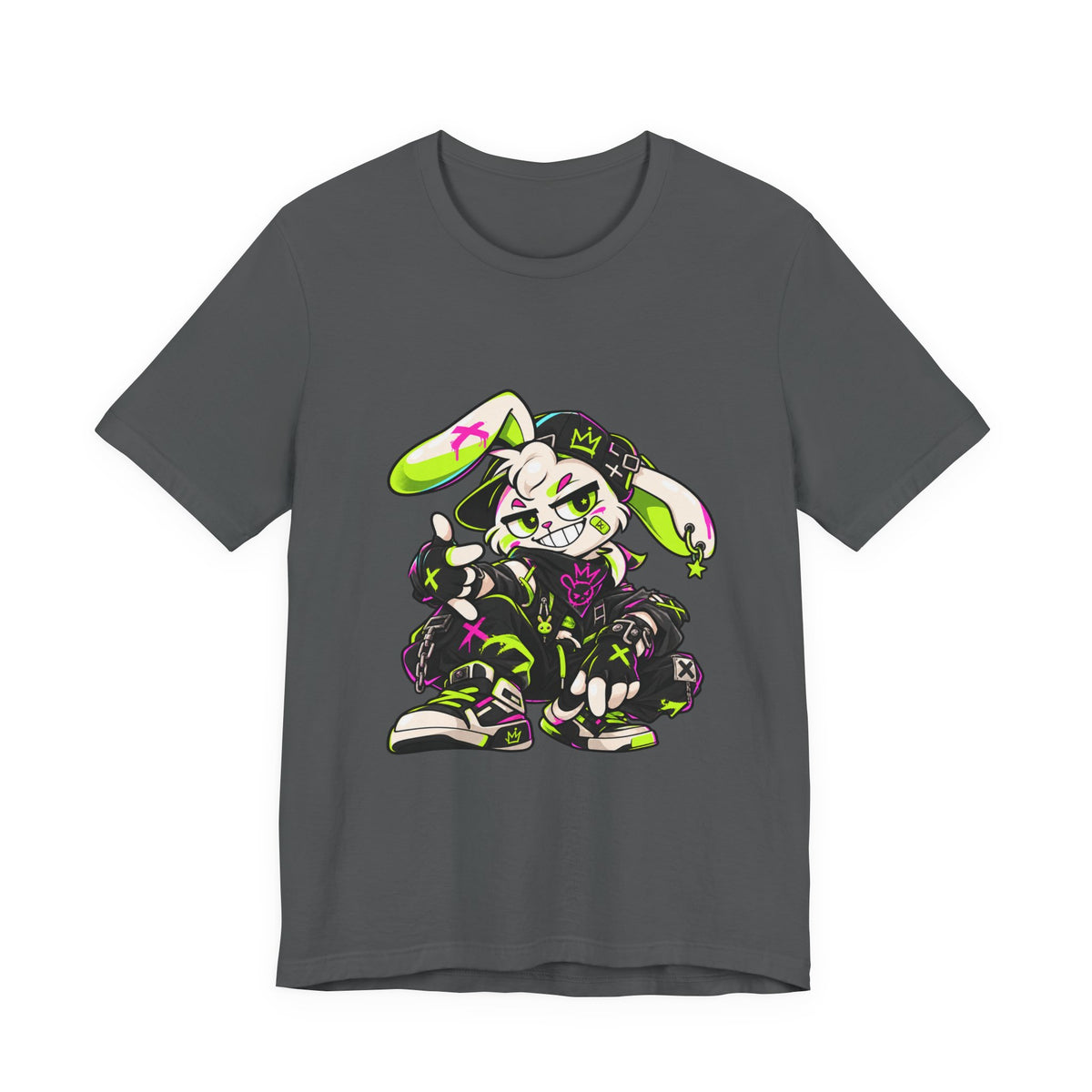 Neon Punk Bunny Premium Jersey Tee in Asphalt