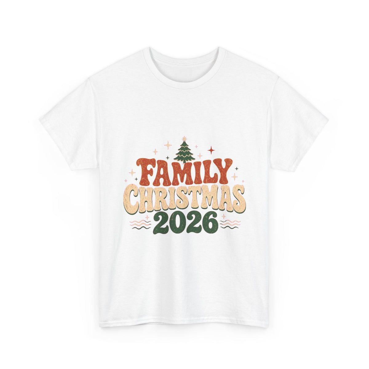 Retro Family Christmas 2026 Heavy Cotton Tee in White