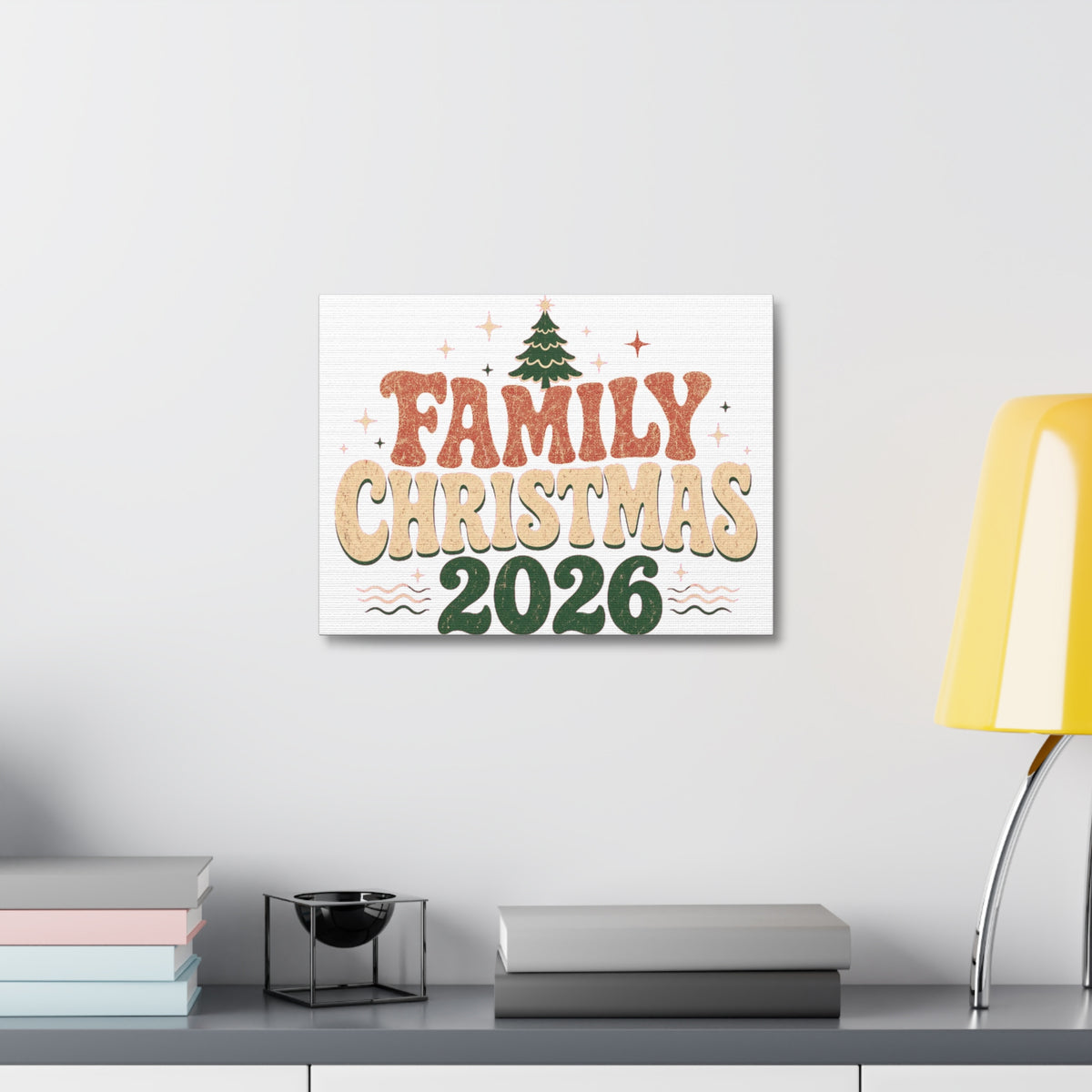 Retro Family Christmas 2026 Stretched Canvas