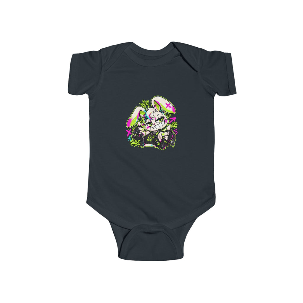 Punk Bunny Graffiti Infant Bodysuit in Black