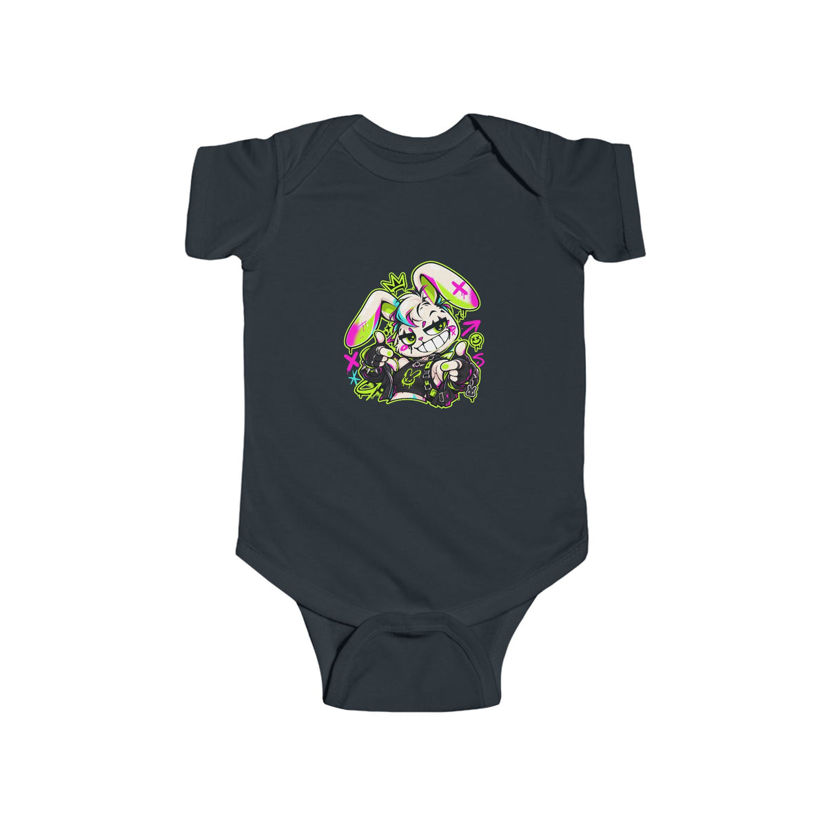 Punk Bunny Graffiti Infant Bodysuit in Black