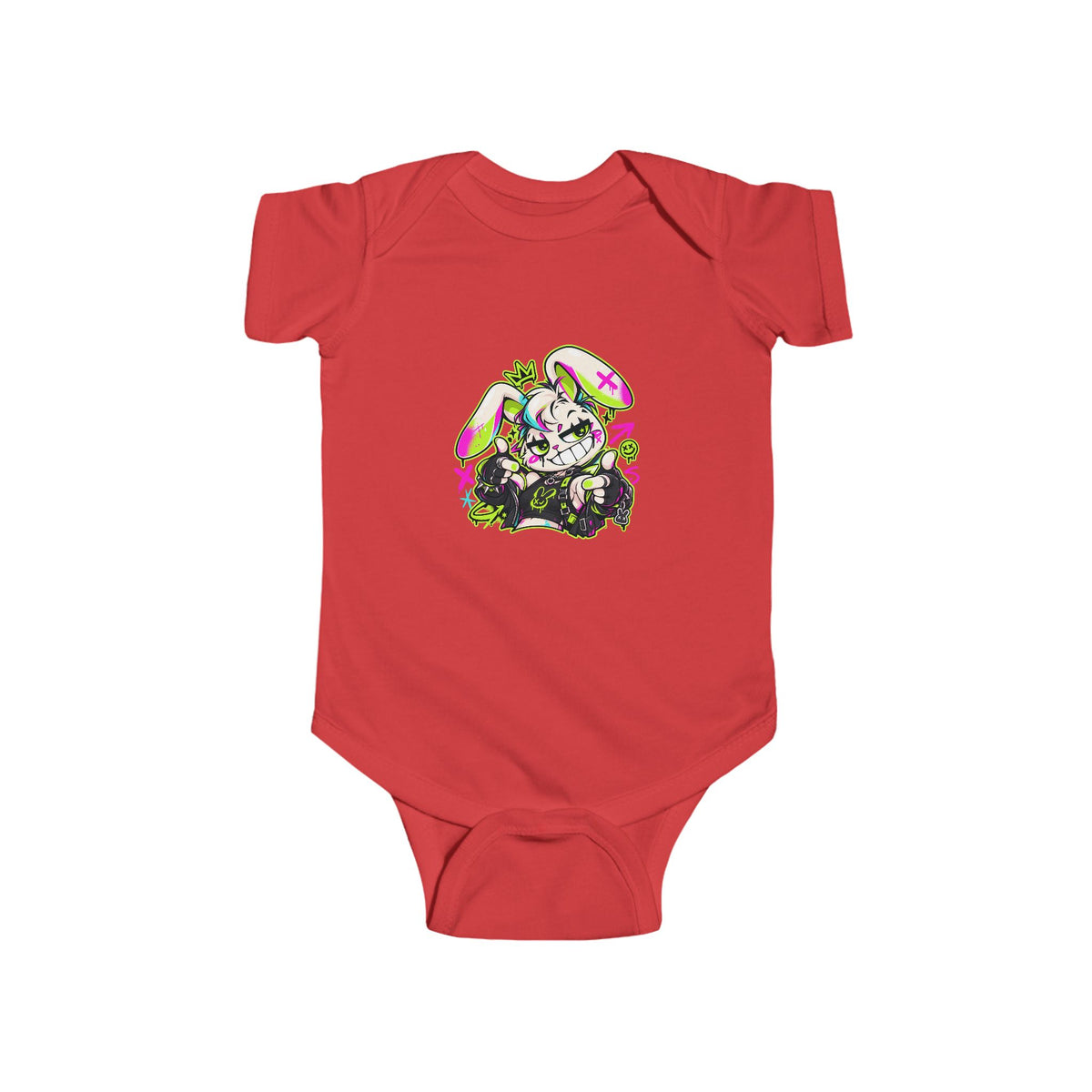 Punk Bunny Graffiti Infant Bodysuit in Red