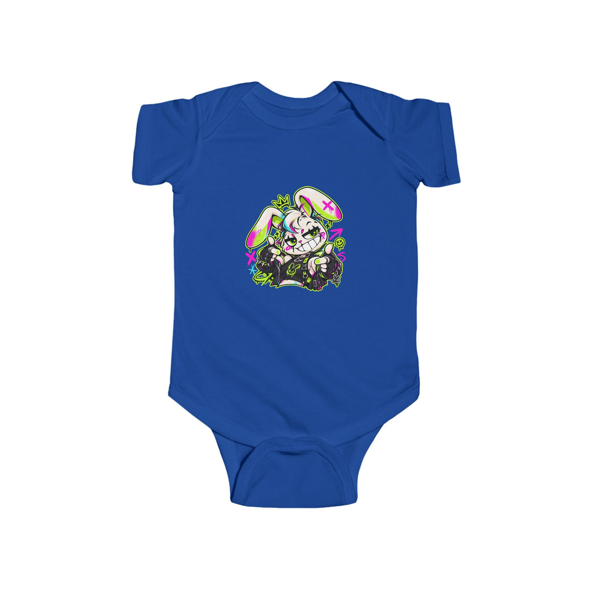 Punk Bunny Graffiti Infant Bodysuit in Royal