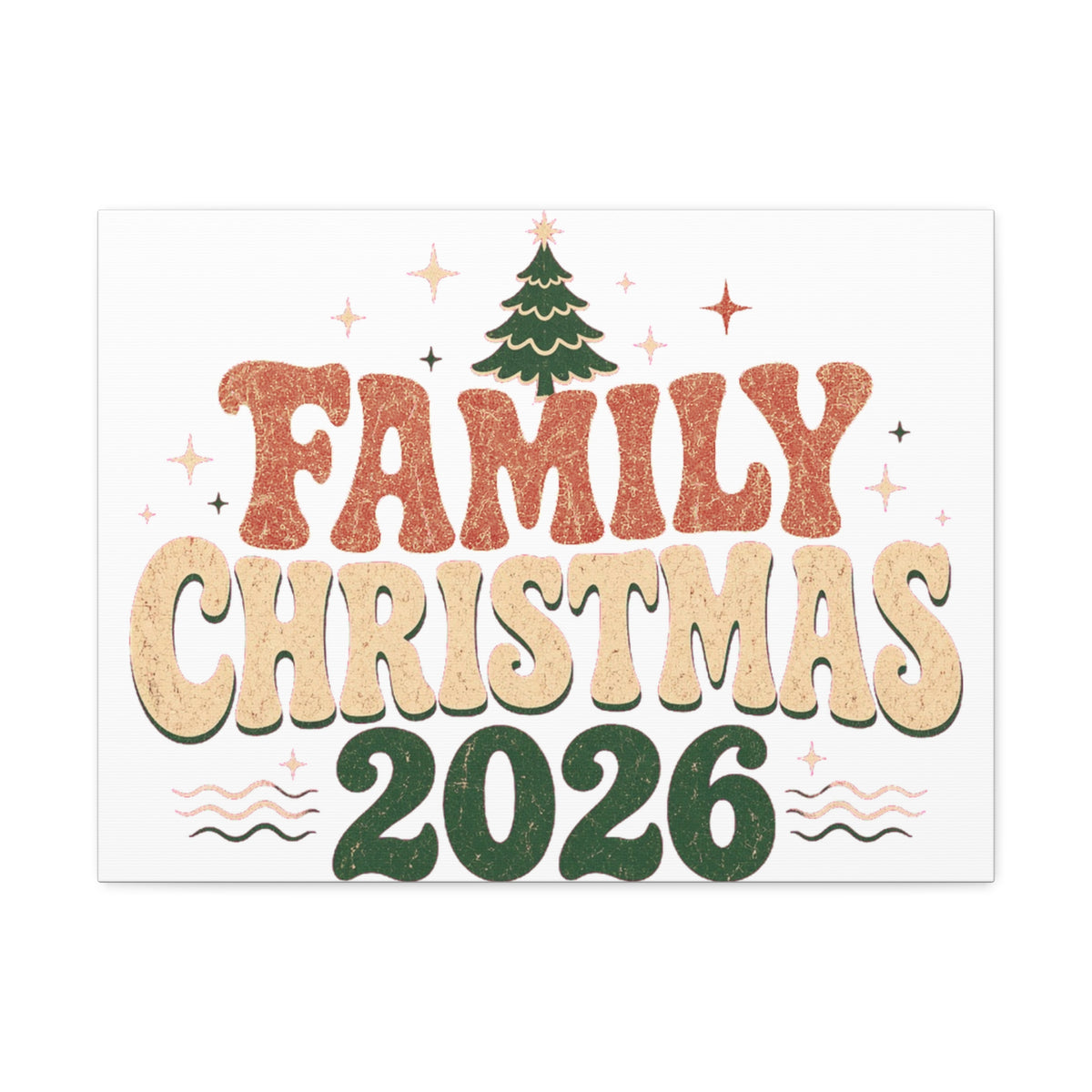 Retro Family Christmas 2026 Stretched Canvas