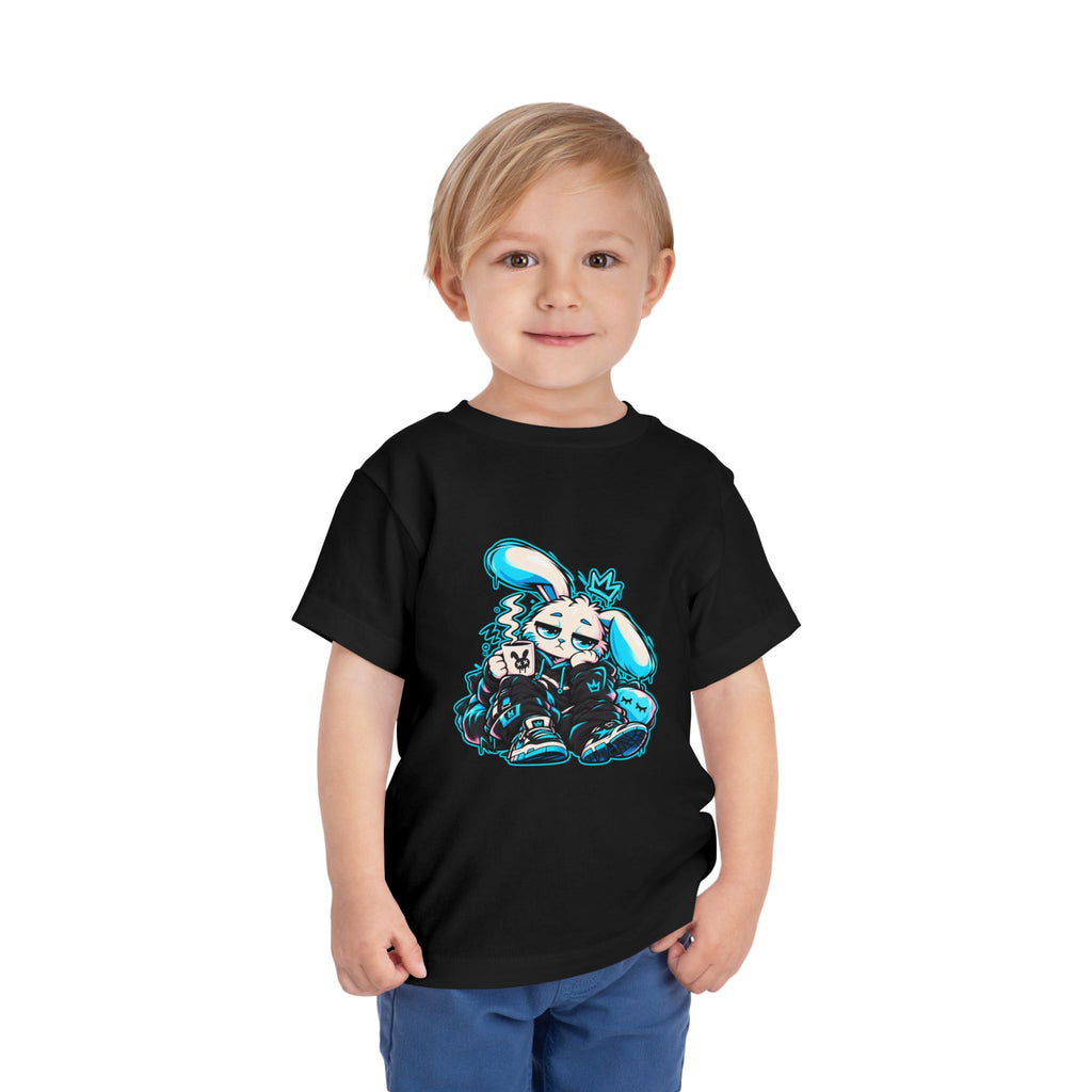 Sleepy Cyber Bunny Toddler Coffee Tee