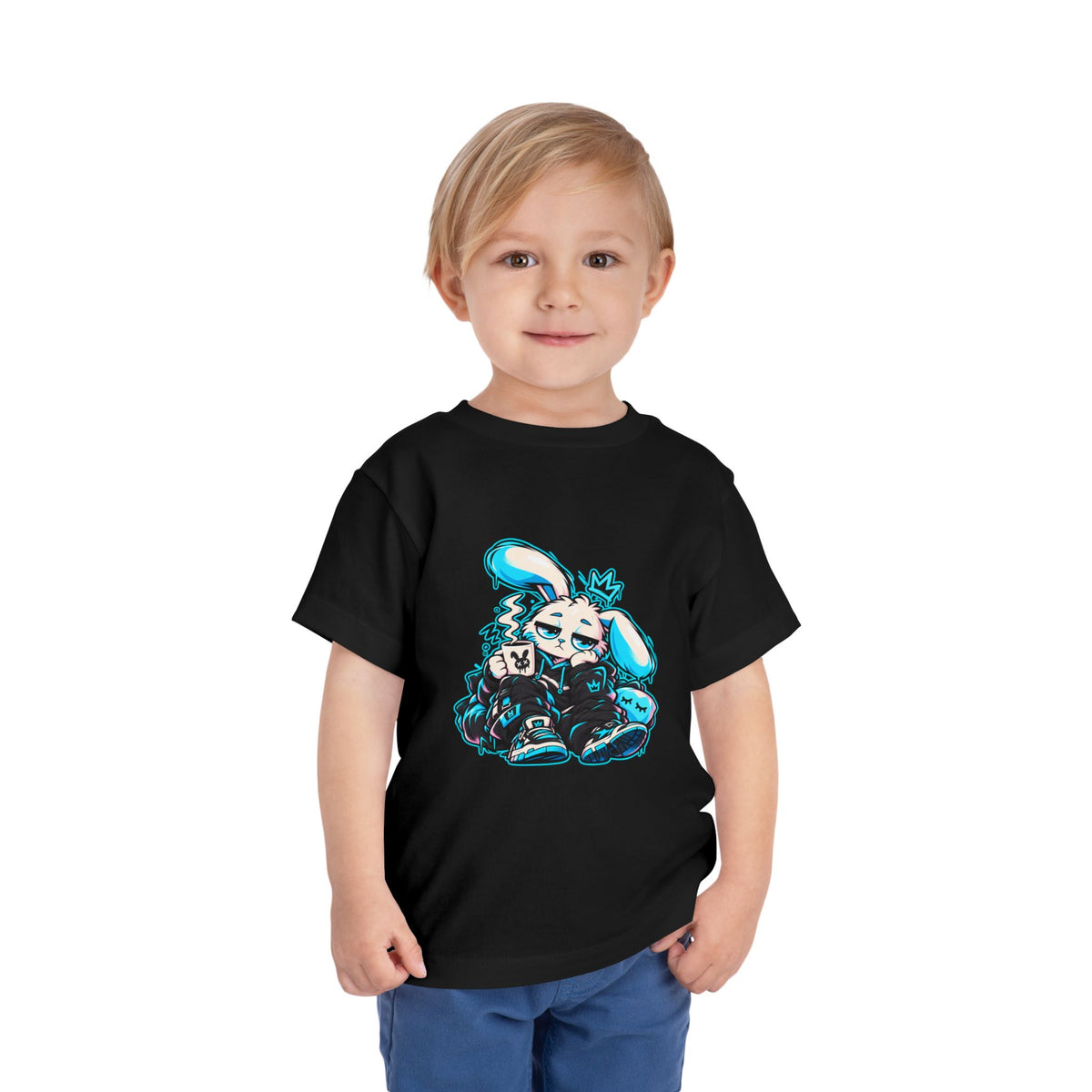 Sleepy Cyber Bunny Toddler Coffee Tee