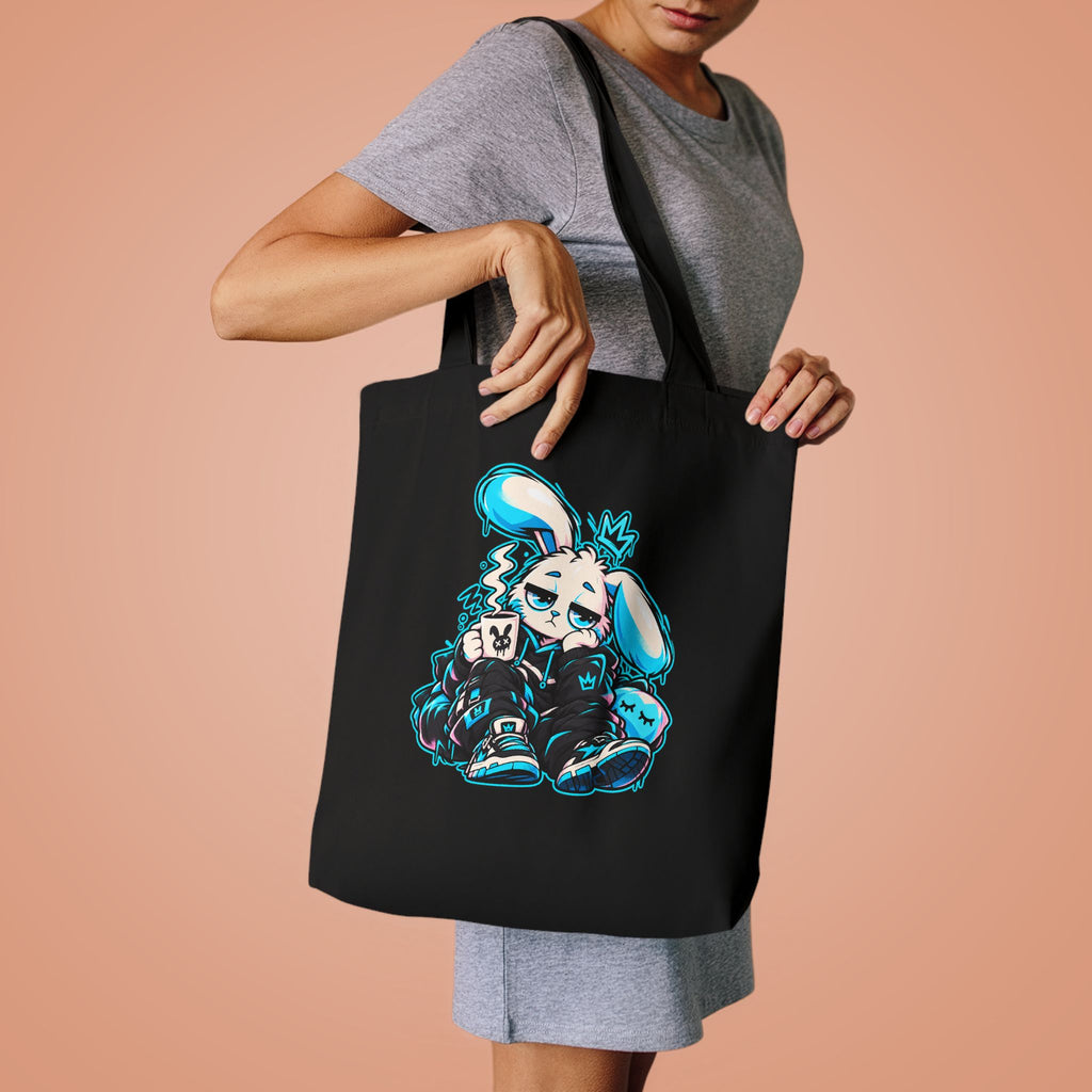Sleepy Cyber Bunny Coffee Tote Bag