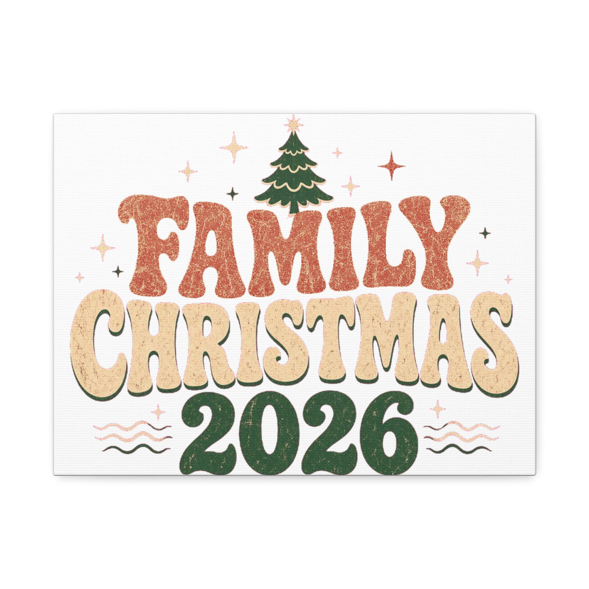 Retro Family Christmas 2026 Stretched Canvas