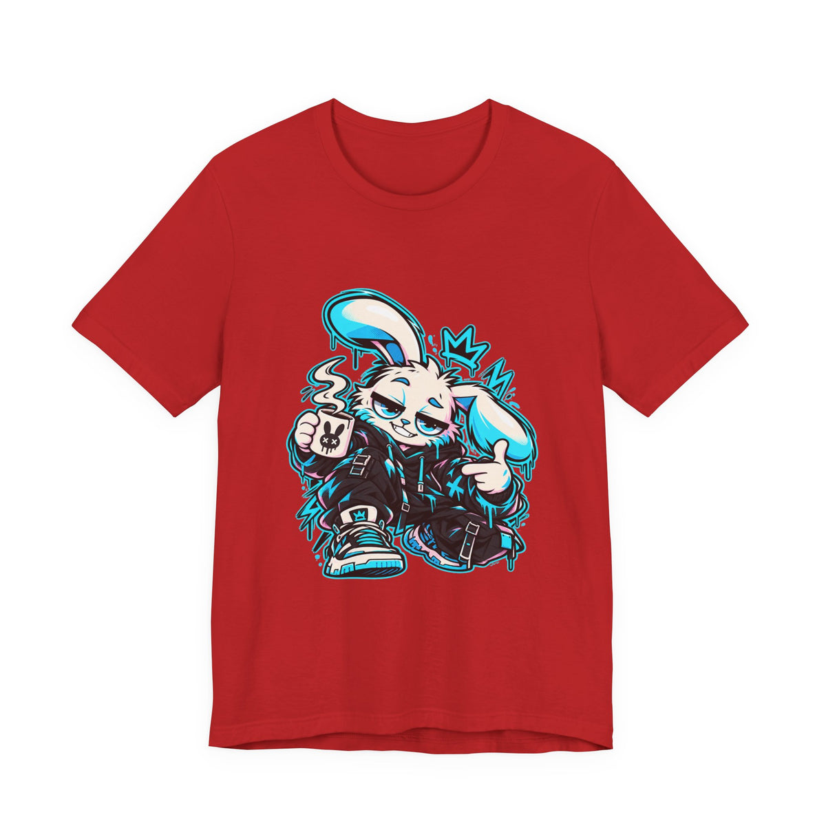 Graffiti Rabbit Coffee Premium Jersey Tee in Red