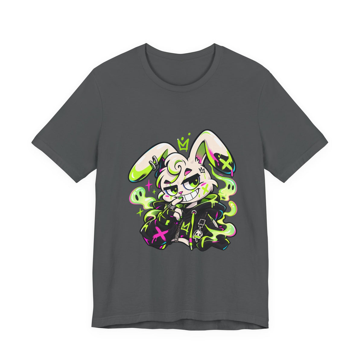 Neon Goth Bunny Premium Jersey Tee in Asphalt