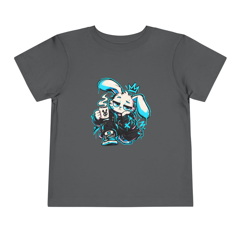 Graffiti Rabbit Coffee Toddler Tee in Asphalt