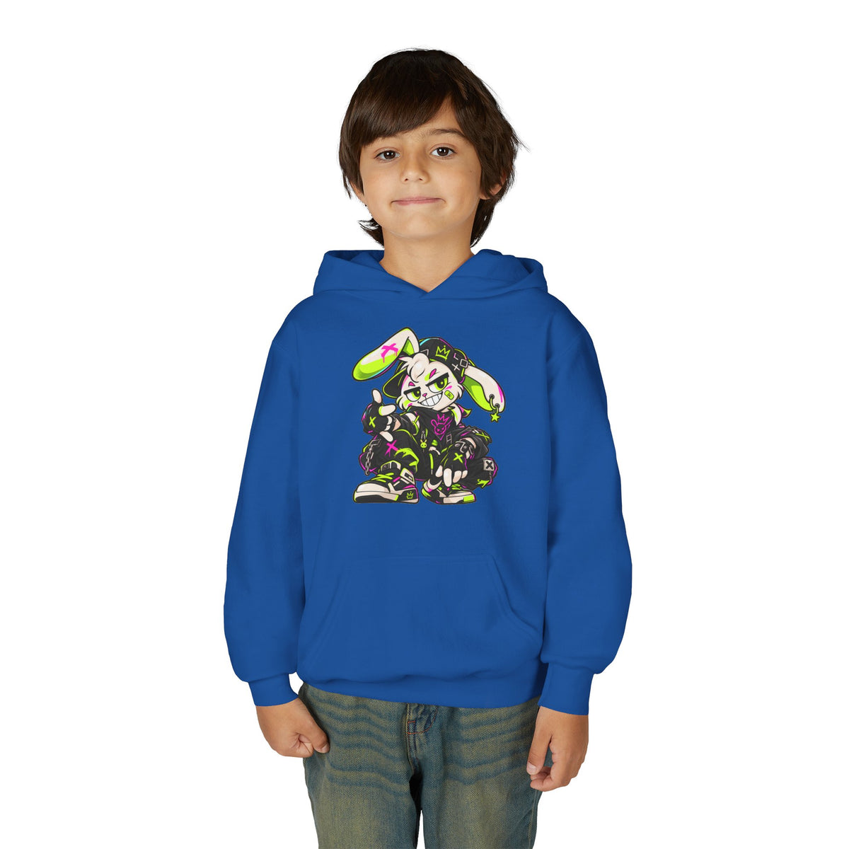 Neon Punk Bunny Kids Hoodie