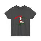 Christmas Goose Crew Heavy Cotton Tee Festive Holiday Shirt in Dark Heather