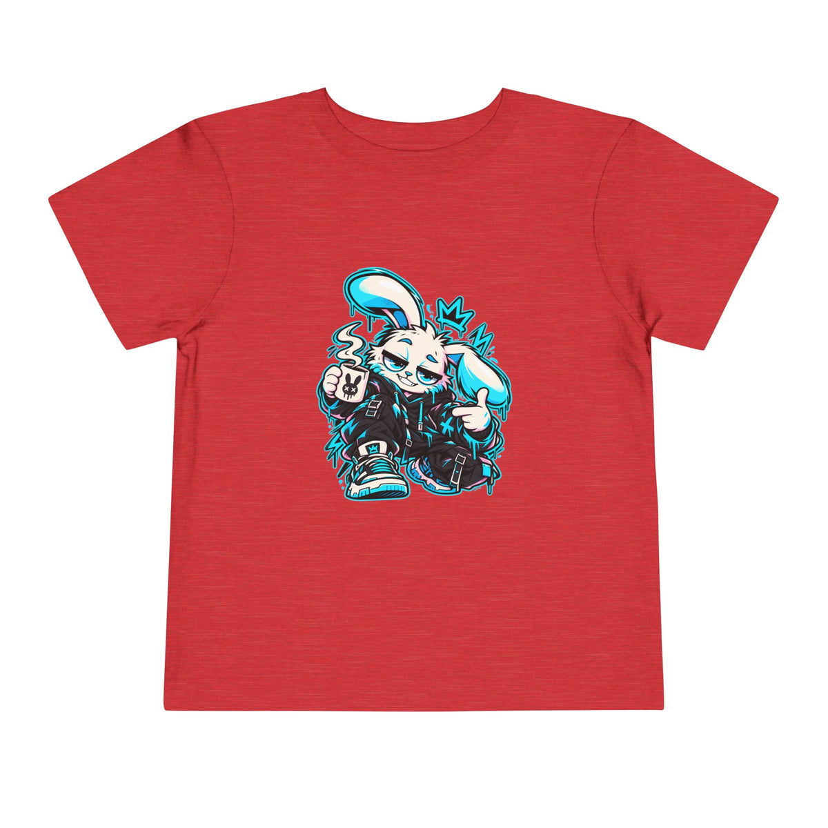 Graffiti Rabbit Coffee Toddler Tee in Heather Red