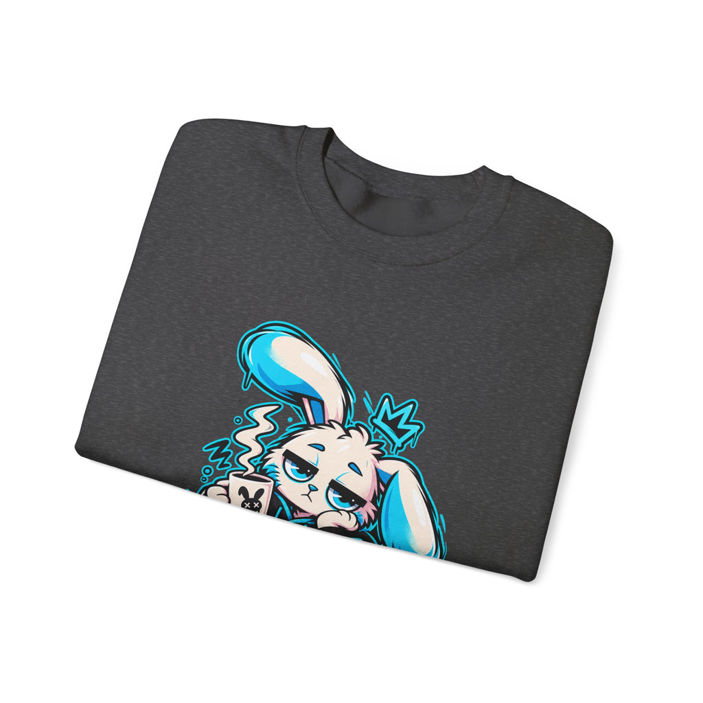 Sleepy Cyber Bunny Coffee Crewneck Sweatshirt