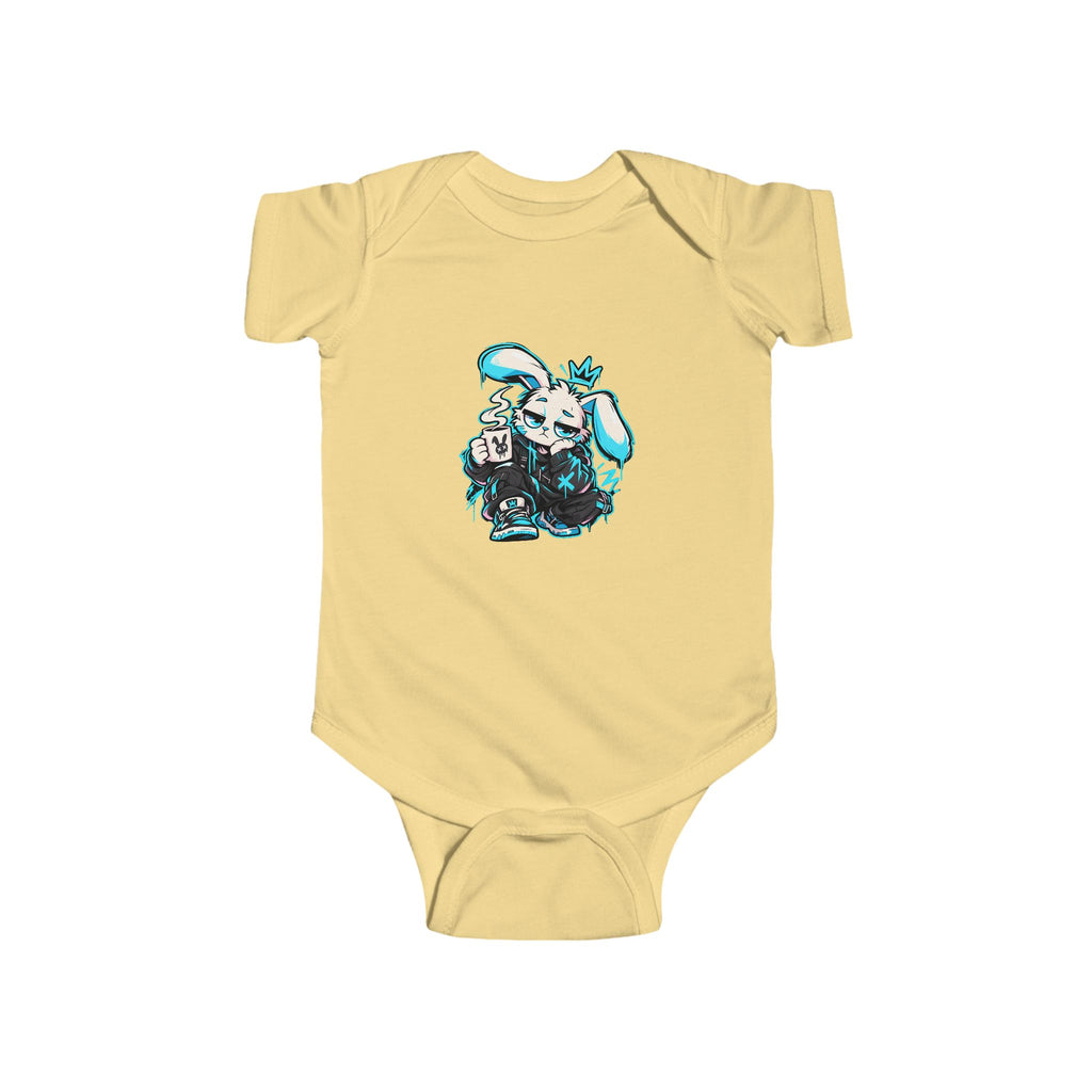 Graffiti Rabbit Coffee Infant Bodysuit in Butter