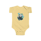Graffiti Rabbit Coffee Infant Bodysuit in Butter