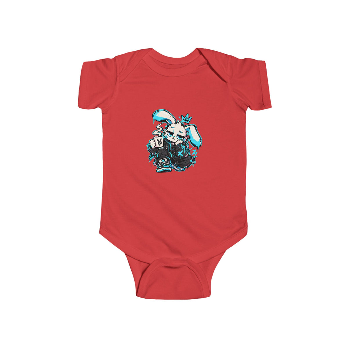 Graffiti Rabbit Coffee Infant Bodysuit in Red