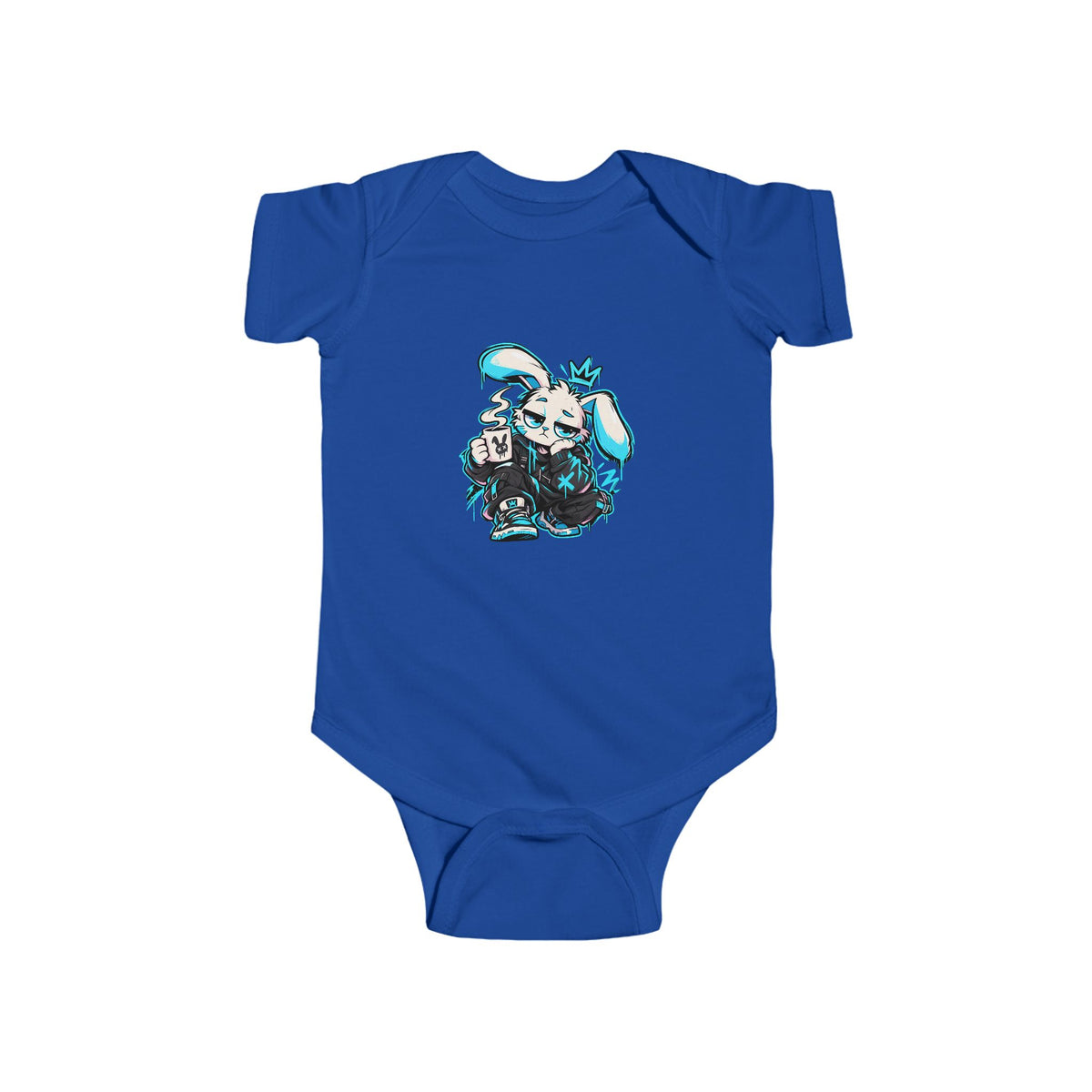 Graffiti Rabbit Coffee Infant Bodysuit in Royal