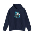 Sleepy Cyber Bunny Coffee Hoodie in Navy