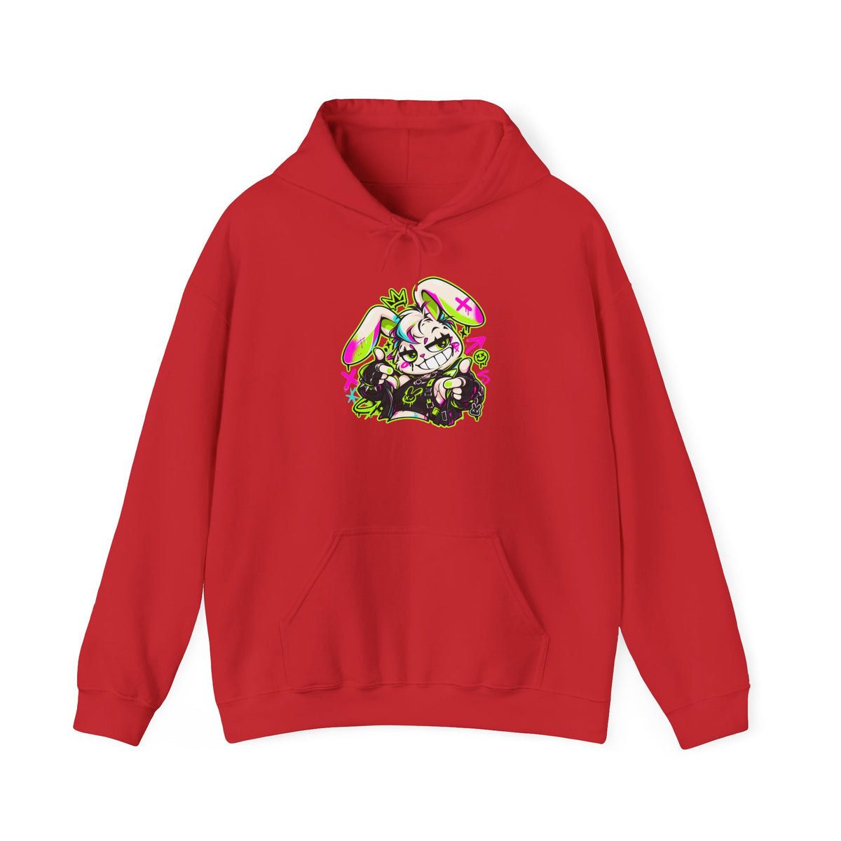 Punk Bunny Graffiti Hoodie in Red