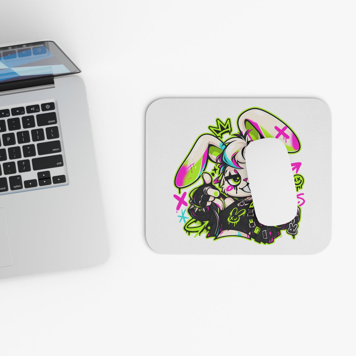 Punk Bunny Graffiti Mouse Pad