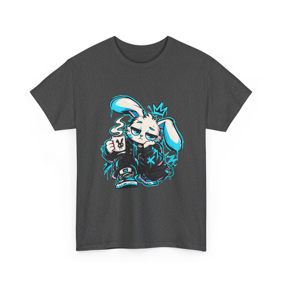Graffiti Rabbit Coffee Tee | Streetwear Tee in Dark Heather
