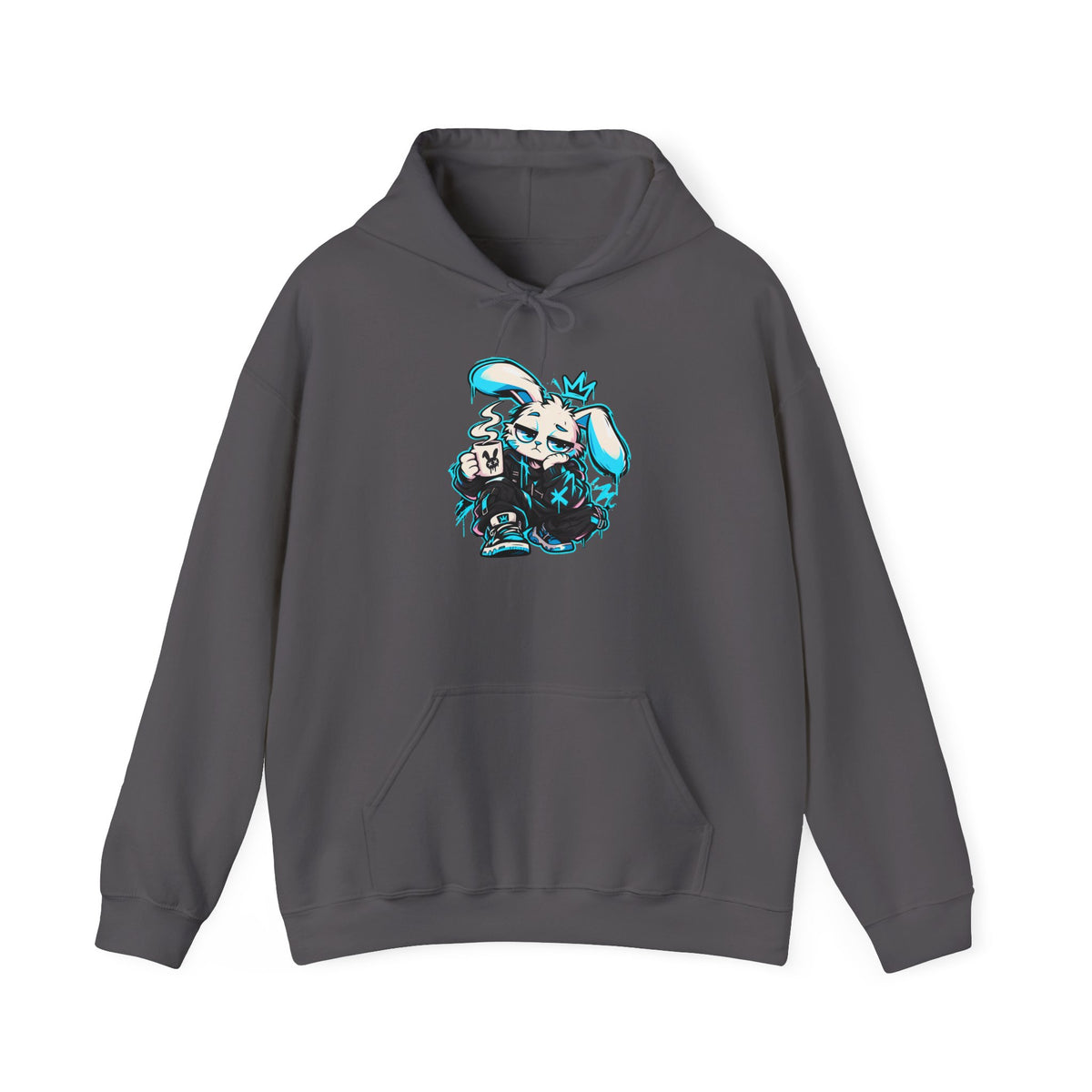 Graffiti Rabbit Coffee Hoodie | Streetwear in Charcoal