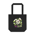 Neon Goth Bunny Cotton Tote Bag in Black