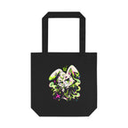 Neon Goth Bunny Cotton Tote Bag in Black