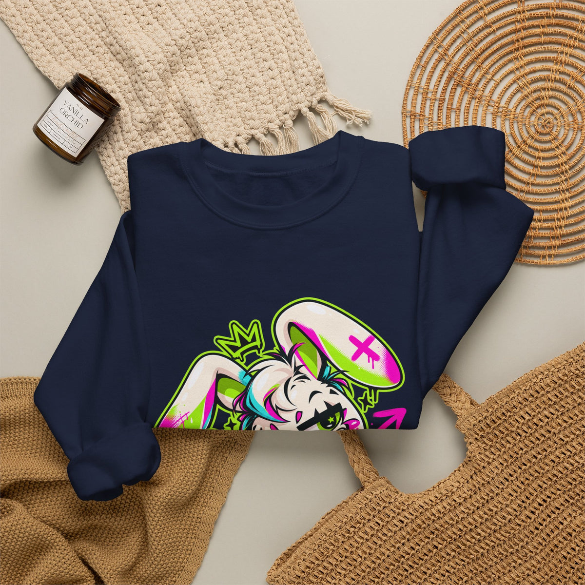 Punk Bunny Graffiti Crewneck Sweatshirt