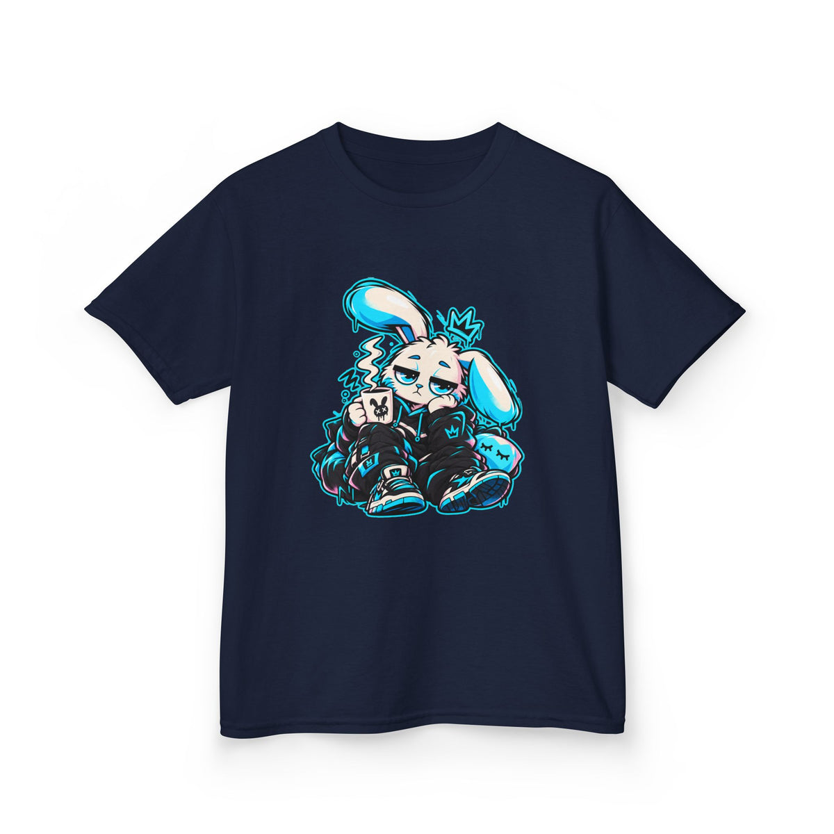 Sleepy Cyber Bunny Kids Coffee Tee