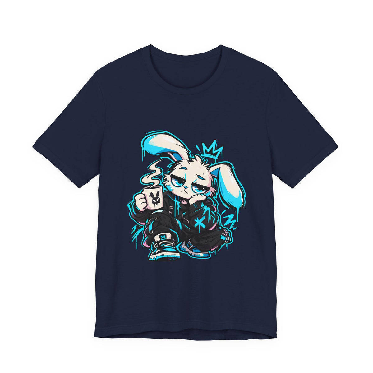 Graffiti Rabbit Coffee Premium Tee in Navy