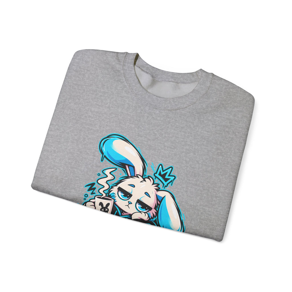 Sleepy Cyber Bunny Coffee Crewneck Sweatshirt