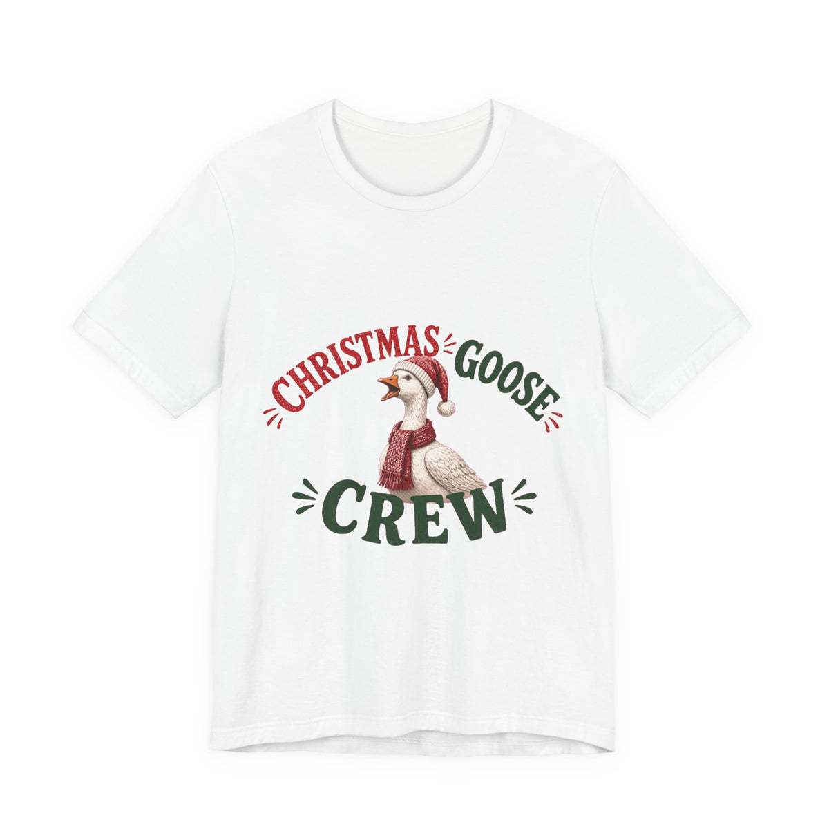 Christmas Goose Crew Premium Jersey Tee Holiday Graphic Shirt in White