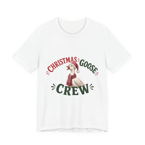 Christmas Goose Crew Premium Jersey Tee Holiday Graphic Shirt in White