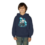 Sleepy Cyber Bunny Kids Coffee Hoodie