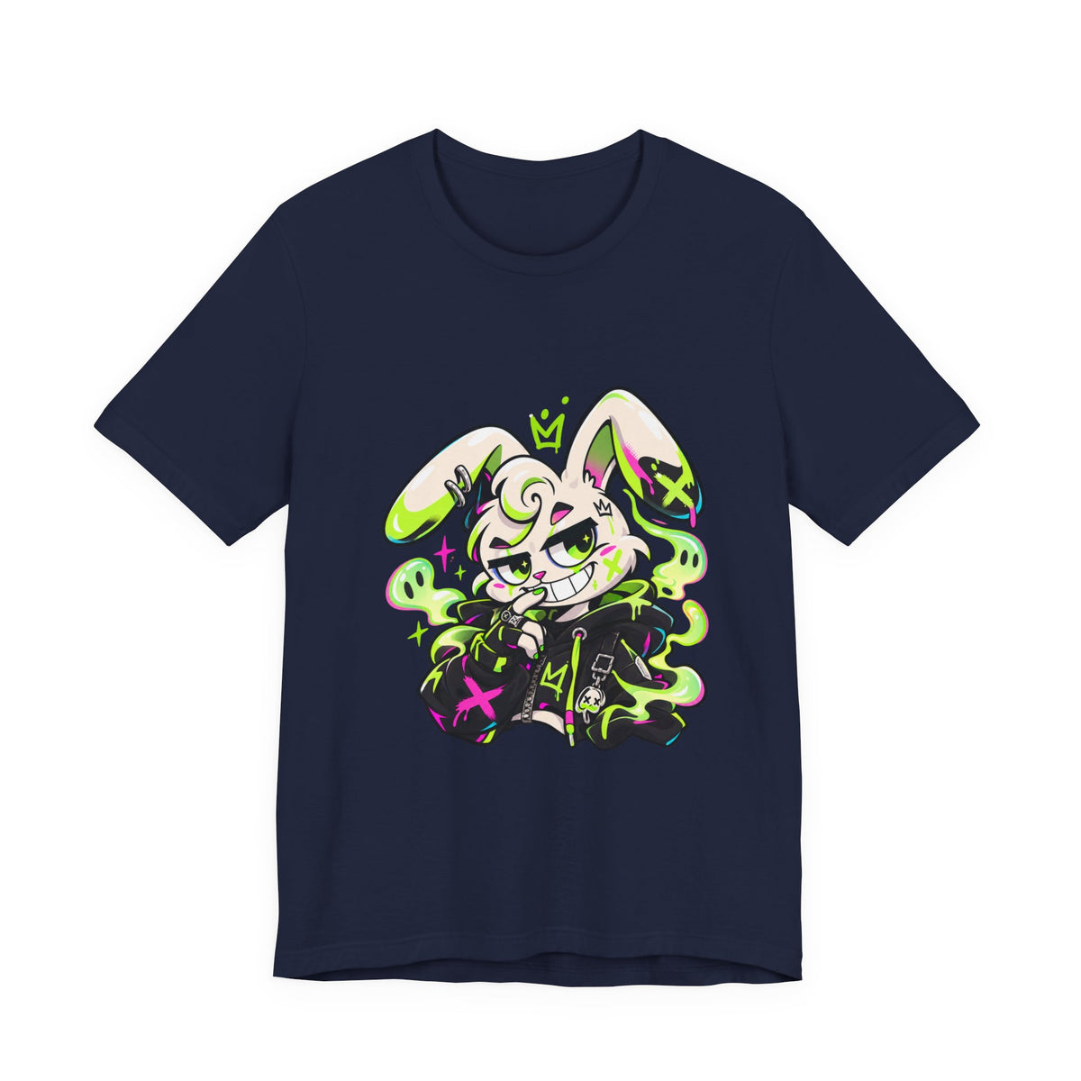 Neon Goth Bunny Premium Jersey Tee in Navy