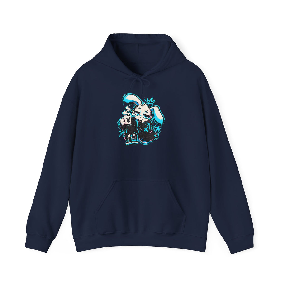 Graffiti Rabbit Coffee Hoodie | Streetwear in Navy