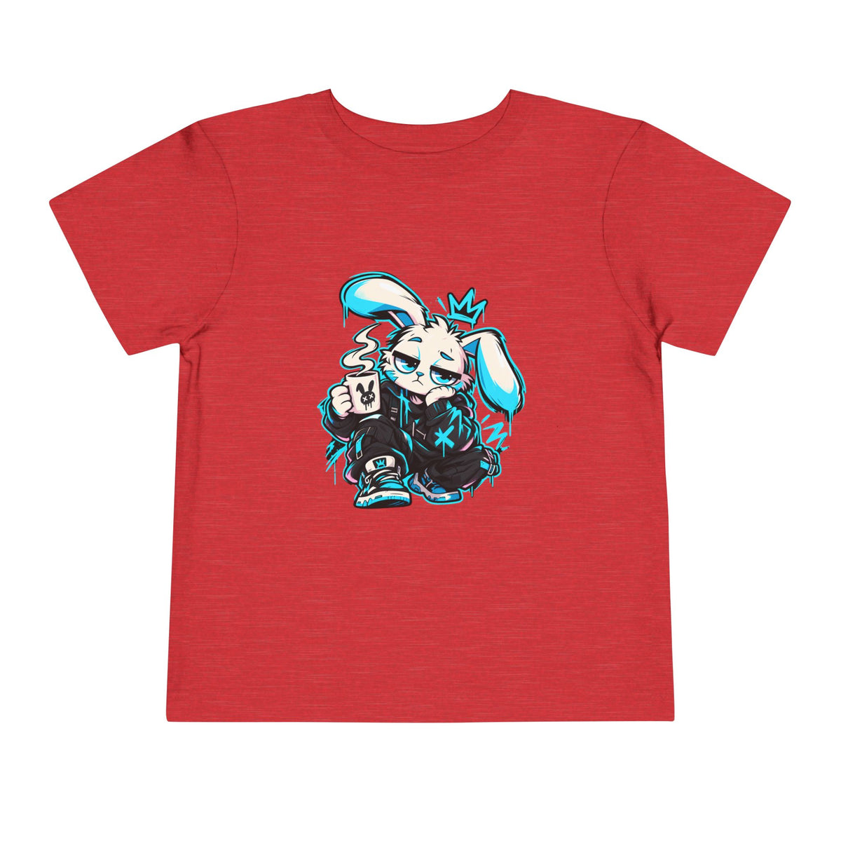 Graffiti Rabbit Coffee Toddler Tee in Heather Red
