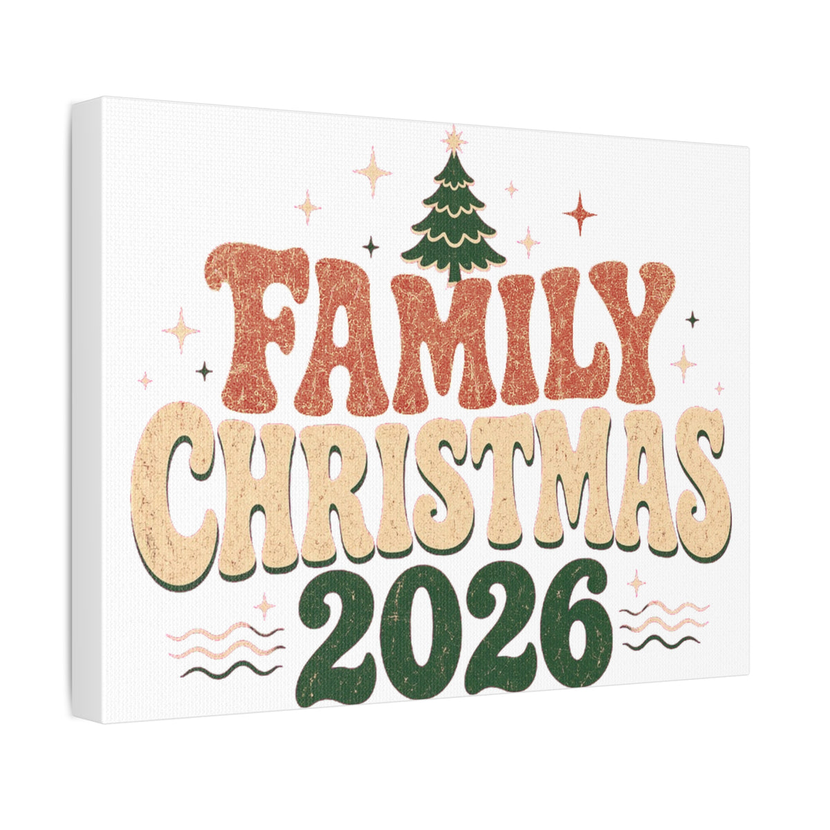 Retro Family Christmas 2026 Stretched Canvas