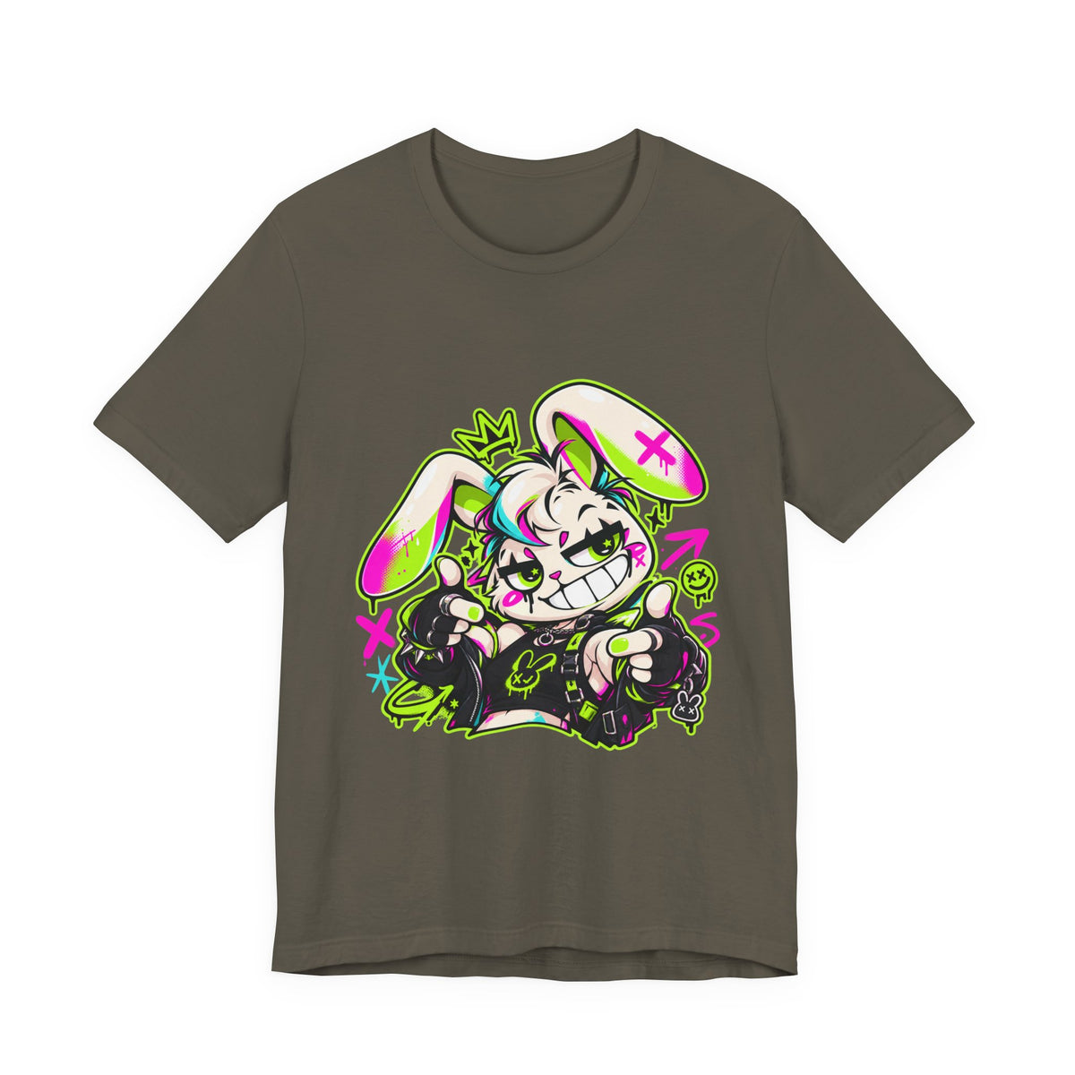Punk Bunny Graffiti Premium Jersey Tee in Army
