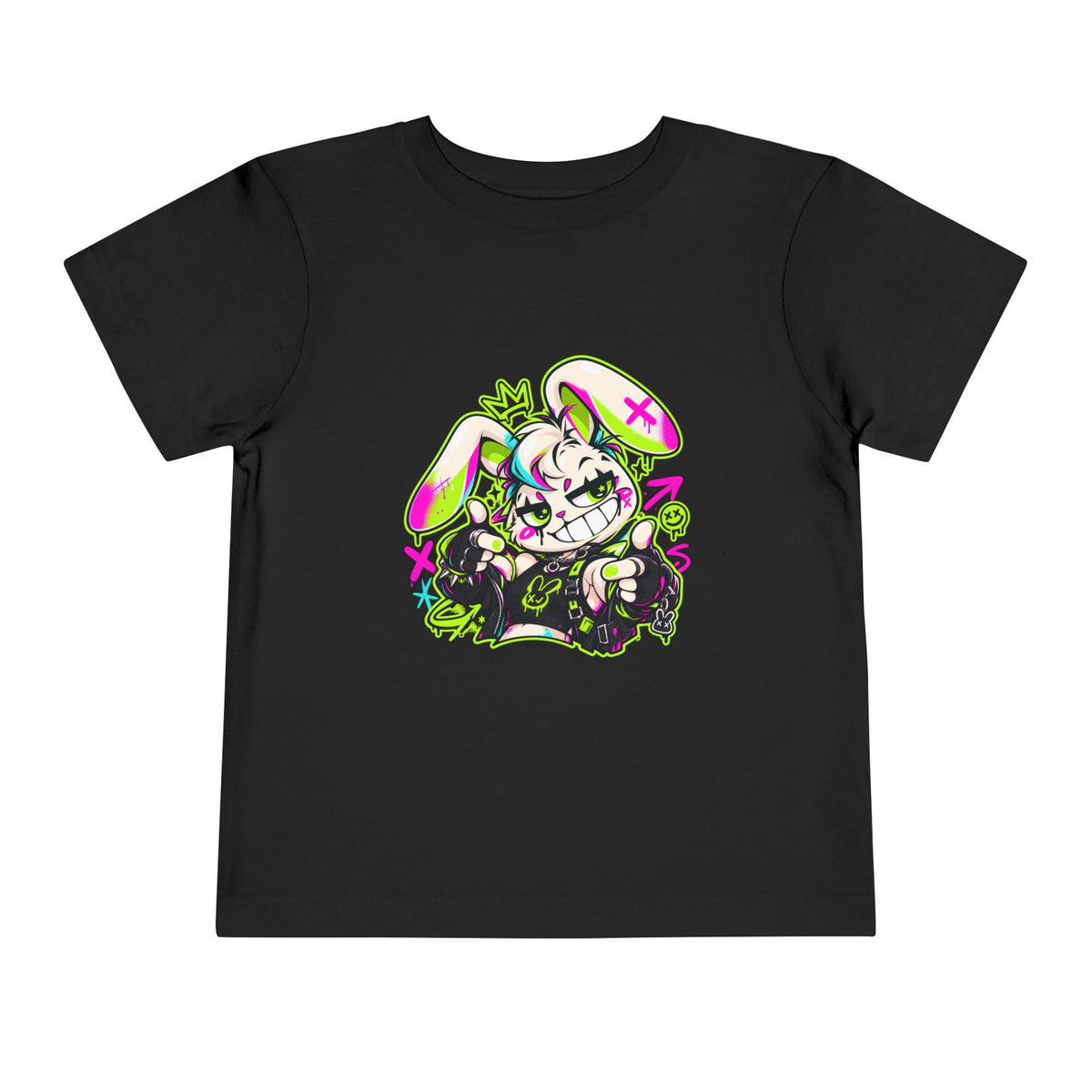 Punk Bunny Graffiti Toddler Tee in Black