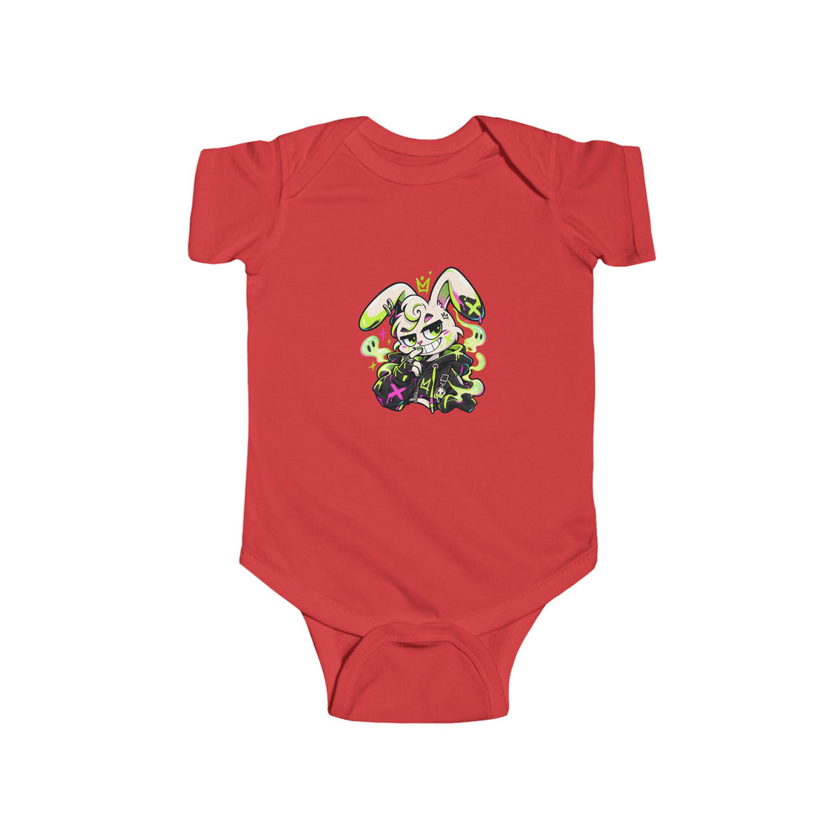 Neon Goth Bunny Infant Bodysuit in Red